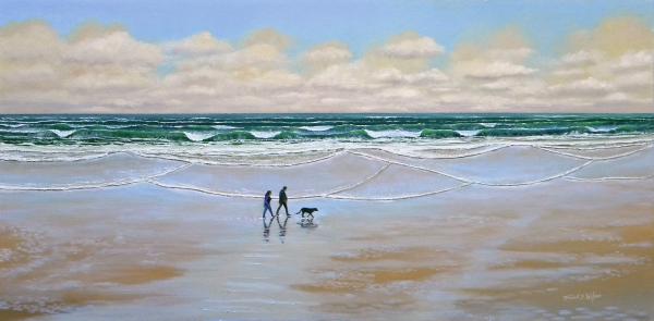 Beach Dog Walk Painting